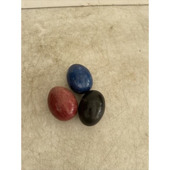 Egg Polished Natural Gemstone Crystal Mineral Lot Of 3 Easter - Picture 1 of 5